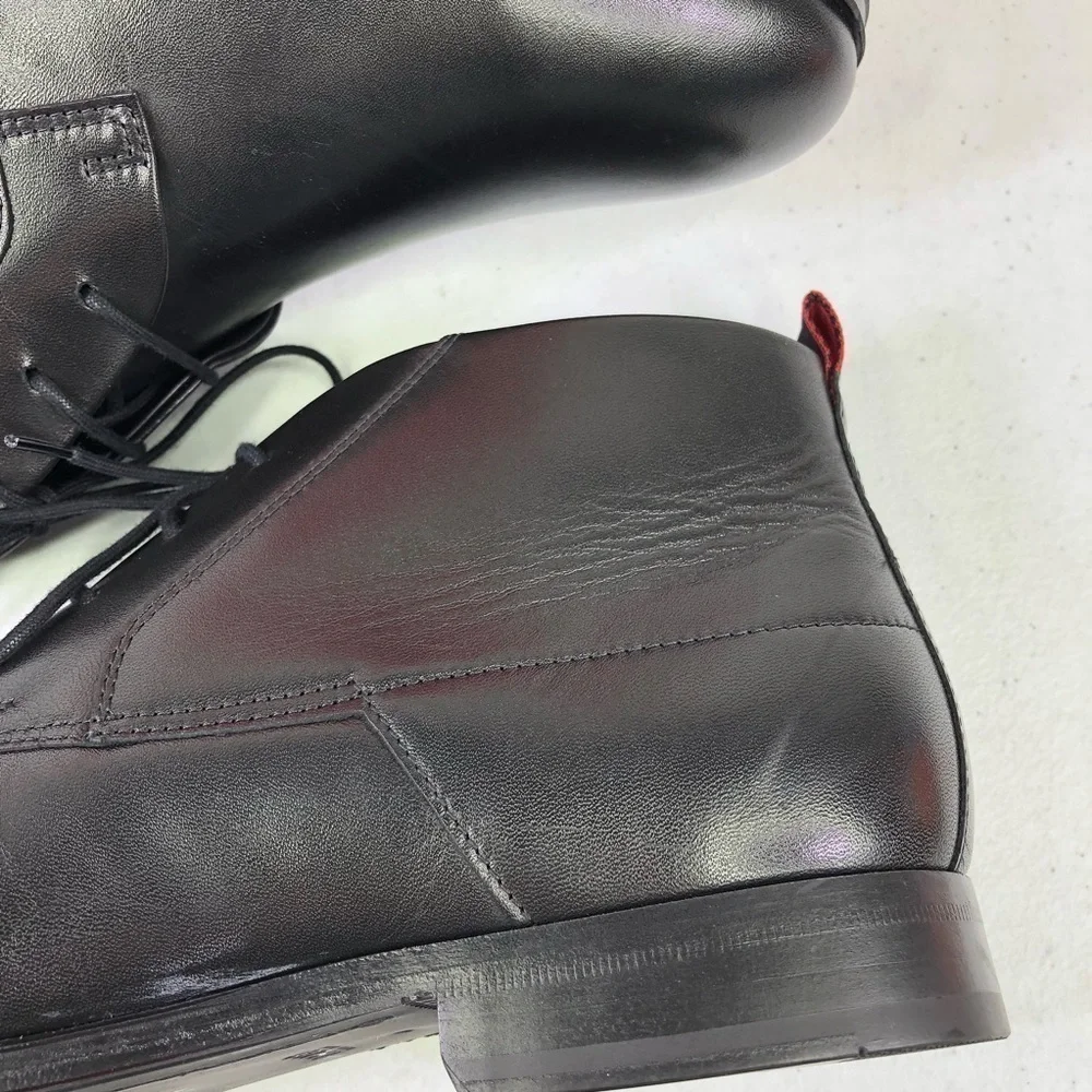 Hugo Boss Black Leather Chukka Lace Up Boots